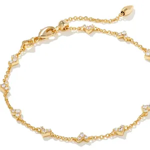 Haven Gold Crystal Heart Delicate Chain Bracelet thumbnail 2
