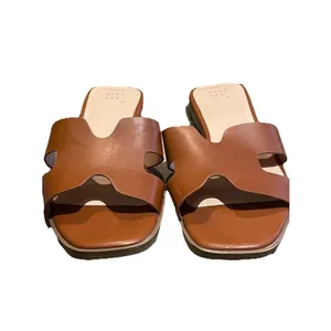 A New Day Nina Cognac Brown Faux Leather Slide Sandals Women’s 9 Flat Slip-on thumbnail 3