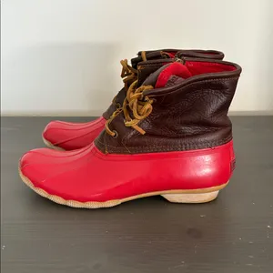 Sperry Women’s Waterproof Duck Boots Red Brown Leather‎ Fleece Lined Size 8 thumbnail 14