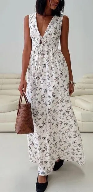 Princess Polly floral maxi dress with tie detail thumbnail 1