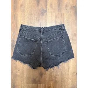 Abercrombie & Fitch High Rise Distressed Denim Shorts Washed Black Frayed Hem 29 thumbnail 2