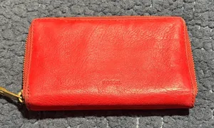 Fossil Bright Red Leather Clutch thumbnail 1
