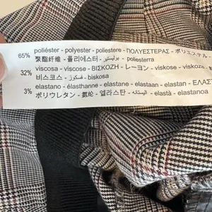 Zara Plaid Trousers Women L Gray Black Burgundy Straight Leg Elastic Waist Zara thumbnail 8