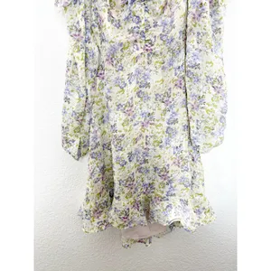 ASTR The Label Anastasia Cutout Mini Dress Small Ivory Lilac Floral Cottagecore thumbnail 13
