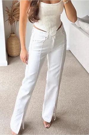 Zara white front split jeans sz 4 thumbnail 1