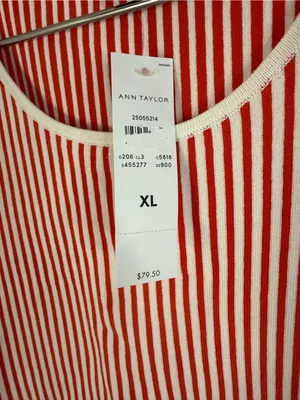 And Taylor NWT red, vertical striped sleeveless, belted knit top XL thumbnail 5