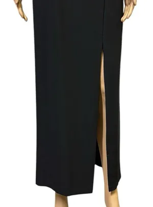 Jazz II Formal Black Velvet Accent Slit Front Sleeveless Maxi Gown Dress Size 10 thumbnail 6