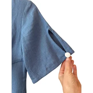 Alexis Jameela Shell Blue Linen Maxi Dress Tie‎ Front Button Size L thumbnail 7