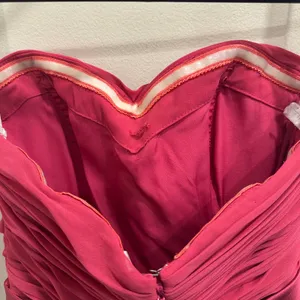 VTG Y2K Bill Levkoff Pink Chiffon Pintuck Strapless Mini Dress Party Hoco XXS XS thumbnail 9