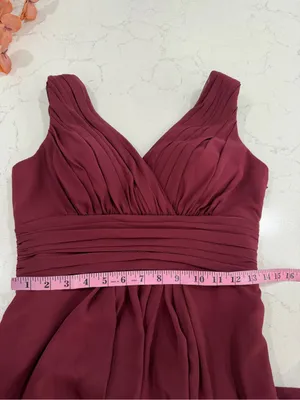 Bill Levkoff Burgundy V‑Neck Pleated Waist Maxi Dress thumbnail 5