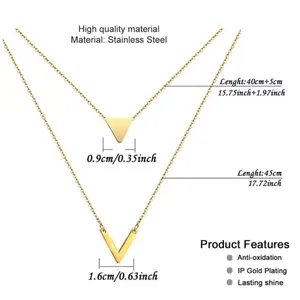 NEW Layered Triangle Yellow Gold Filled Chain Necklace,‎ 16-18" thumbnail 5