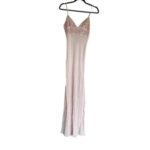 NWOT Free People Midnight Magic Maxi Slip Dress Pink Beaded Lace Trim thumbnail 9