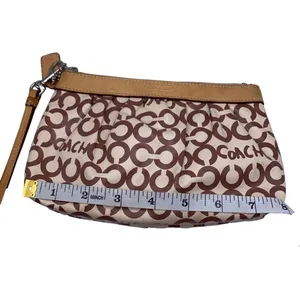 COACH Signature Brown Coated Canvas Wristlet thumbnail 7