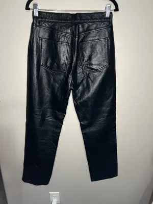 Agolde 90’s Pinch Waist Recylced Leather Blend High Rise Lined Black Detox Pants thumbnail 9