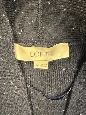 LOFT Navy Speckled Open-Front Knit Jacket thumbnail 2