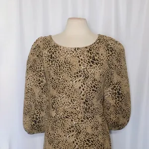 Anthropologie MAEVE Knit Cut-Out Mini Dress Leopard Animal Print Size Party 12 thumbnail 3