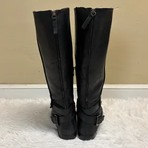 Enzo Angiolini Eavaletta Tall Black Leather Zip Riding Boots Size 9.5 *Flawed thumbnail 4