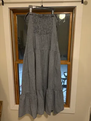 THML Gingham plaid strapless summer boutique dress thumbnail 2