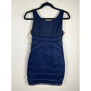 Emerald‎ Sundae Navy Silver Metallic Shimmer Bodycon Mini Dress Small thumbnail 11