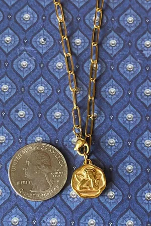 Handmade gold tone stainless steel Angel cherub goth cute chic chain necklace👼💗 thumbnail 9
