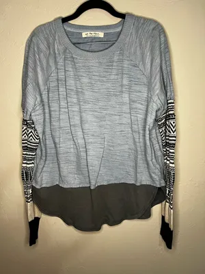 We the Free Jordan Knit Blue Colorblock‎ Boho Sweater thumbnail 3