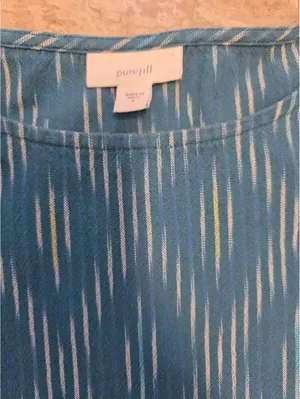 J Jill Pure Jill Women's Small Blue Ikat Print Dragonfly Cotton Oversized Boxy thumbnail 4
