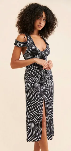 For Love & Lemons Beth Polka Dot Midi Dress Romantic Cocktail Size XS NWT thumbnail 1