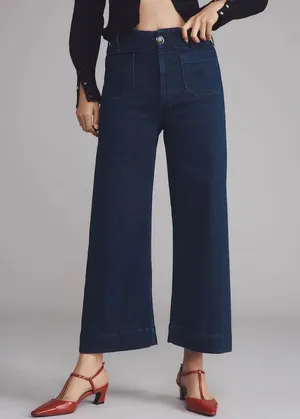 Maeve Colette Crop Wide Leg Jeans Dark Wash High Rise 23T Tall thumbnail 1