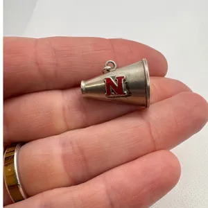 Vintage Sterling Silver Nebraska Megaphone Charm Red Enamel‎ N Husker Cheer 5.8g thumbnail 3