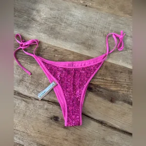🪩NWT SOLD OUT SKIMS Bikini Bar Tie Bikini Bottom~Medium~Flamingo 🦩 thumbnail 4