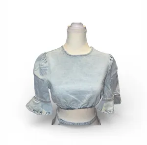 We Wore What Cropped denim top & cut out skirt thumbnail 6