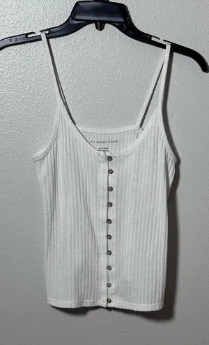American‎ Eagle Women White Tank Top Crop Button Front Knit Size XS thumbnail 1