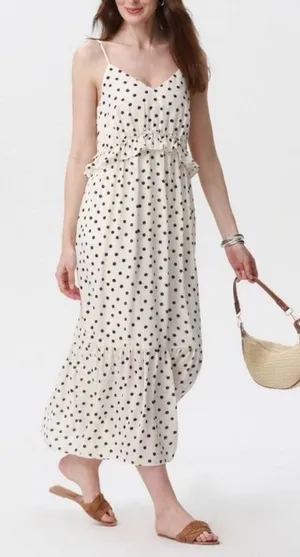 a new day White/Black Strapless Tiered Polka Dot Maxi Dress NWT thumbnail 1