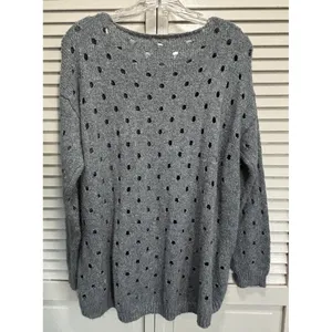 Maurices‎ Open Knit Sweater Gray Size Large Long Sleeve Boat Neck High/Low thumbnail 5