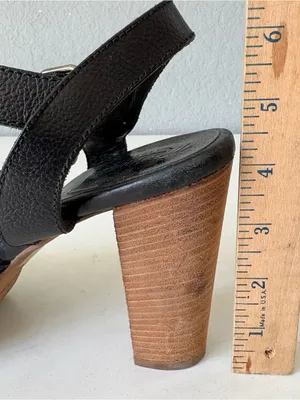 Madewell Black Leather Ankle Strap Platform Wood High Heels Sandals Womens Sz 10 thumbnail 7