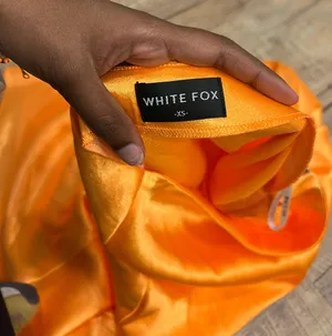 White Fox Orange Satin MIDI Skirt XS thumbnail 4