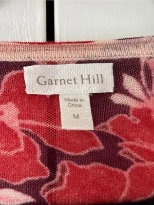 Garnet Hill Red Floral Button-Down Cardigan 100% Merino Wool Blouse Size Medium‎ thumbnail 5