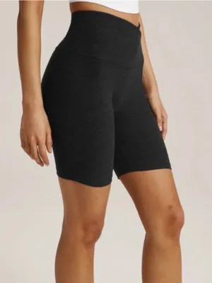 Beyond Yoga At Your Leisure High-Rise Biker Shorts V-Waist Space Dye Black Small thumbnail 2