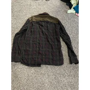 AllSaints Moorland Green and Brown Long Sleeve Flannel Plaid Shirt s thumbnail 11