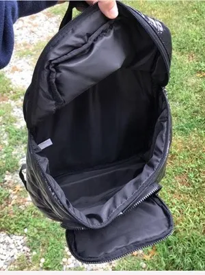 SHINY REFLECTIVE VINAL LIKE RACING CHECKERED FLAG EMBROIDERED BACKPACK Black thumbnail 4