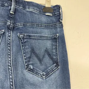 Mother High Waisted Ankle Fray Jeans Womens 24 Raw Hem Skinny Blue Denim Fall thumbnail 6
