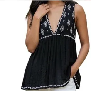 Free people diamond embroidered babydoll tank top small thumbnail 4
