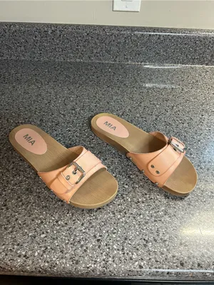 MIA Tan Slide Sandals with Buckle Detail thumbnail 2