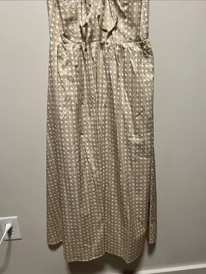 HILL HOUSE (NWT) The Juliana Midi Dress in Basketweave, Beige/White, Size M thumbnail 6