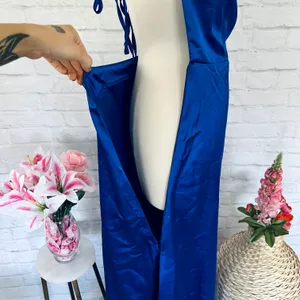 Boutique NEW Blue Satin Dress thumbnail 14