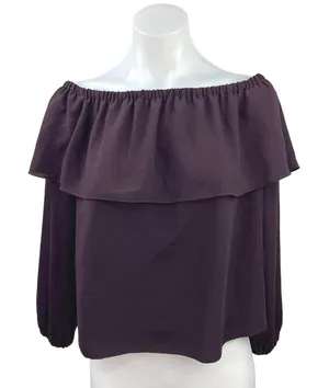 Aritzia Wilfred Morel Purple Ruffle Off Shoulder Long Sleeve Blouse Top Size S thumbnail 1
