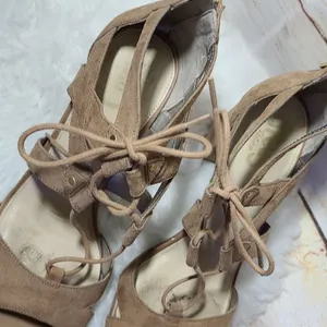 Sam Edelman Emilia suede leather beiege strappy open toe ankle heels sz 8 thumbnail 4