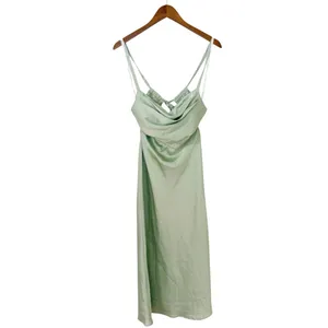 Lulus Stun to Remember Sage Green Satin Cowl Neck Cutout Midi Dress size S NWT thumbnail 3