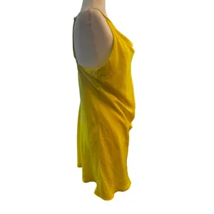 DANCE & MARVEL Lemon Yellow Slip Dress with Slight Cowl Neck in Sz Med thumbnail 2