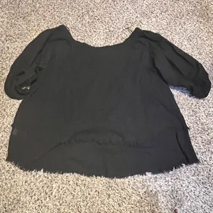 Umgee Black Puff Sleeve Casual Blouse Scoop Neck Lightweight Top Size M‎ thumbnail 5